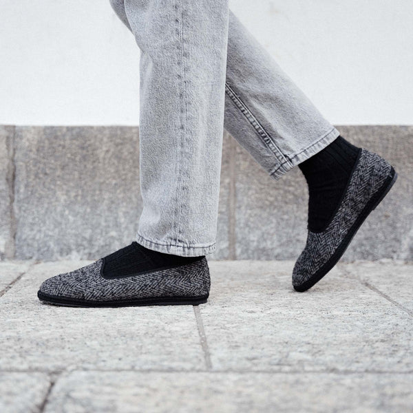 PANTOFOLE FELTRO | DI PURA LANA PER DONNA CON SUOLA SUGHERO GOMMATO E Applicazione Fiore Italiano - Foto 5