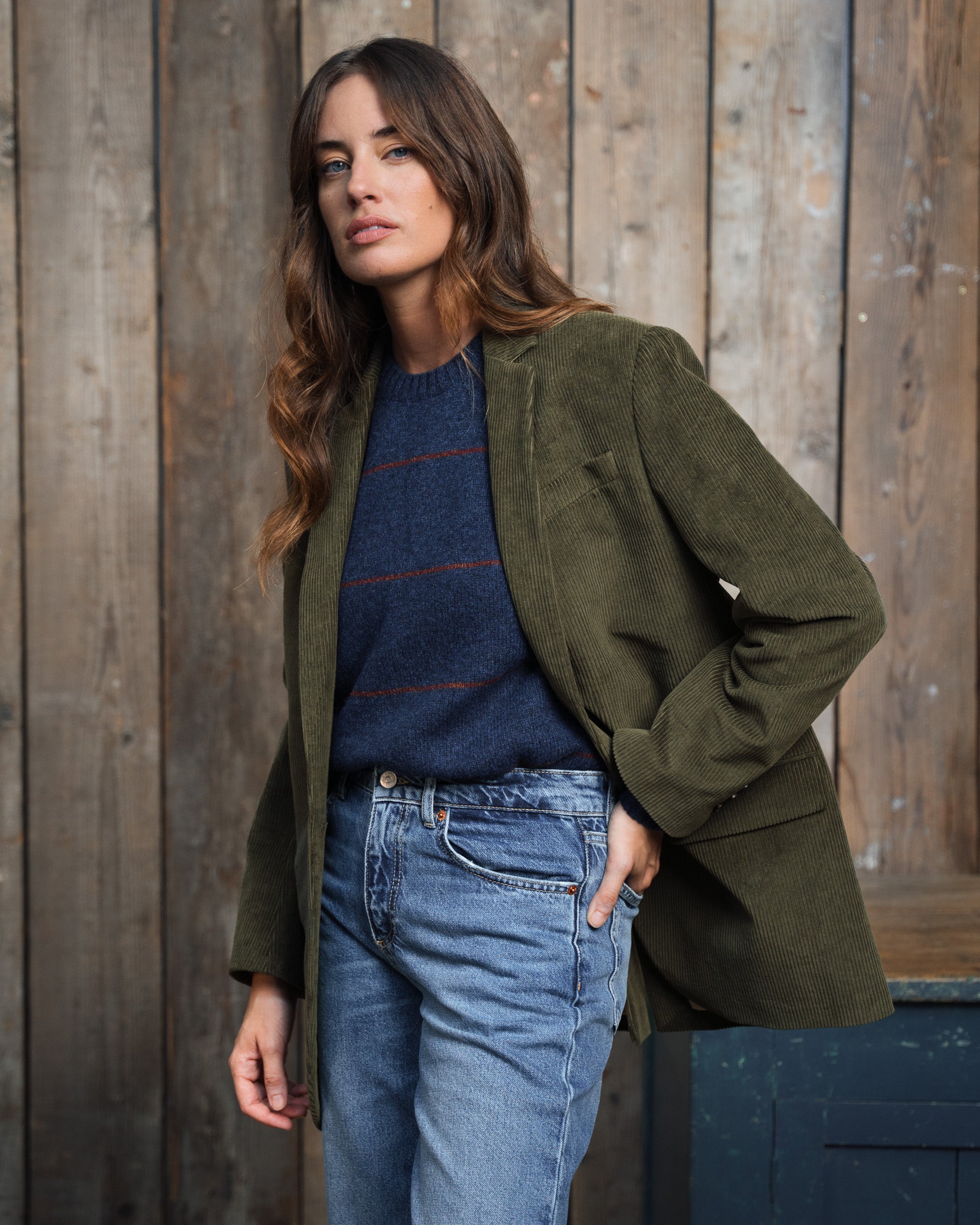 Jeans Blazer Di Velluto Donna Giacca Di Velluto Verde Donna Moneglia